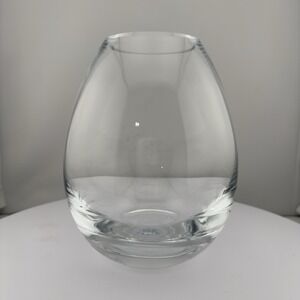 Krosno Poland Heavy Clear Glass Egg Tear Shaped Vase 6 Inch Classic MCM